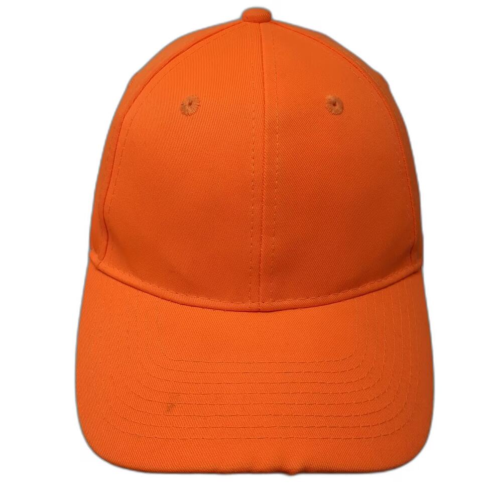 CSI Baseball Cap Orange OS Strapback Hat Adjustable Solid Plain Curved Brim